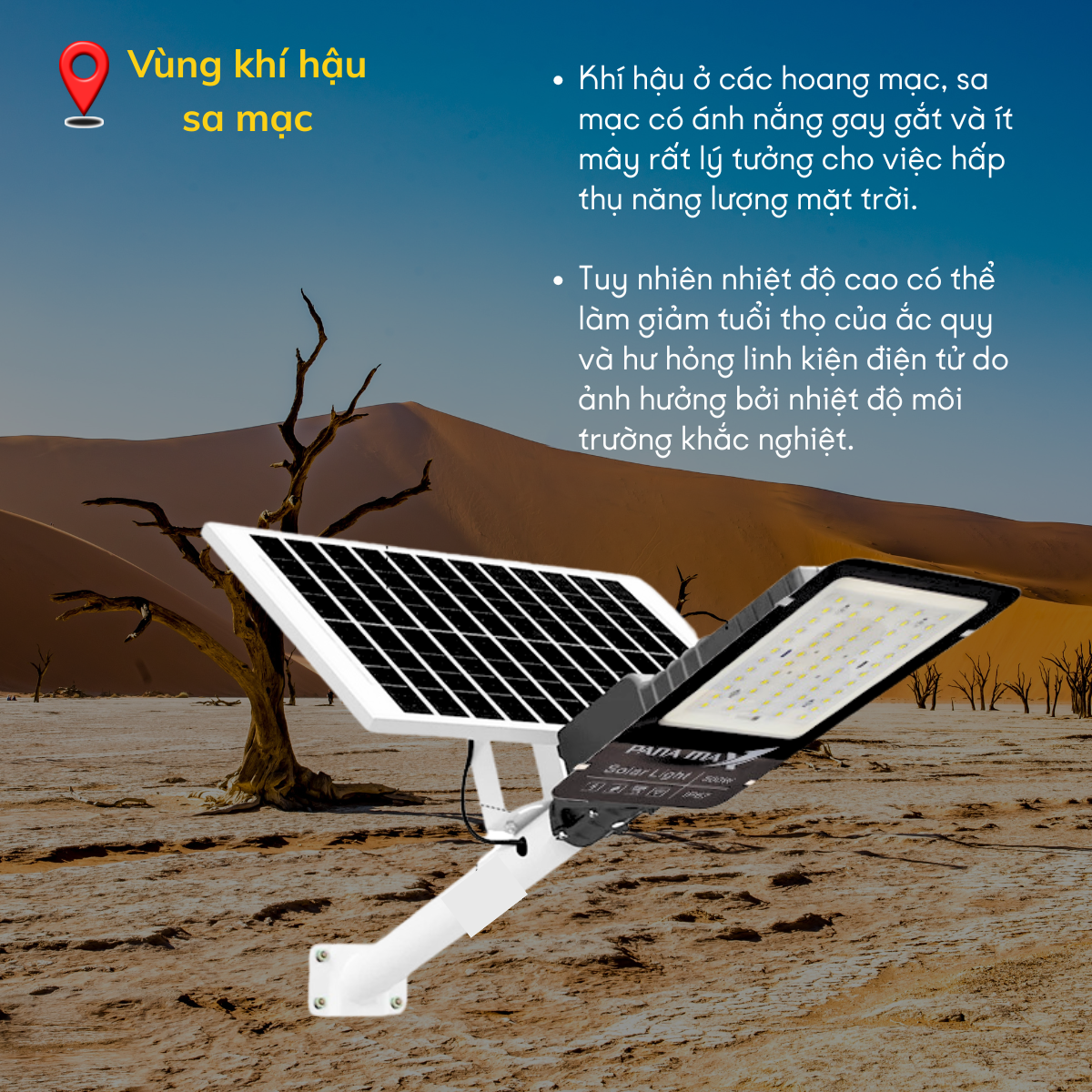 sử dụng đèn NLMT tại nơi nắng nóng