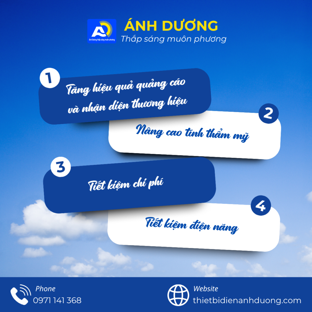 Ích lợi của việc sử dụng đèn pha chiếu sáng biển hiệu